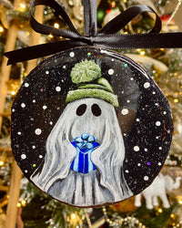 Blue Present Hand-Painted Ornament