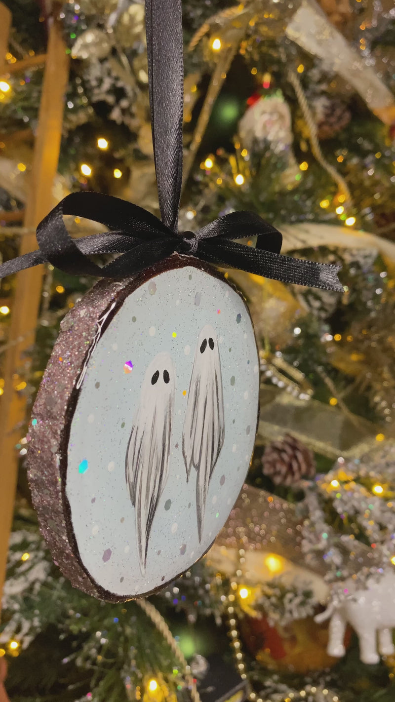 Holographic Ghosts Hand-Painted Ornament